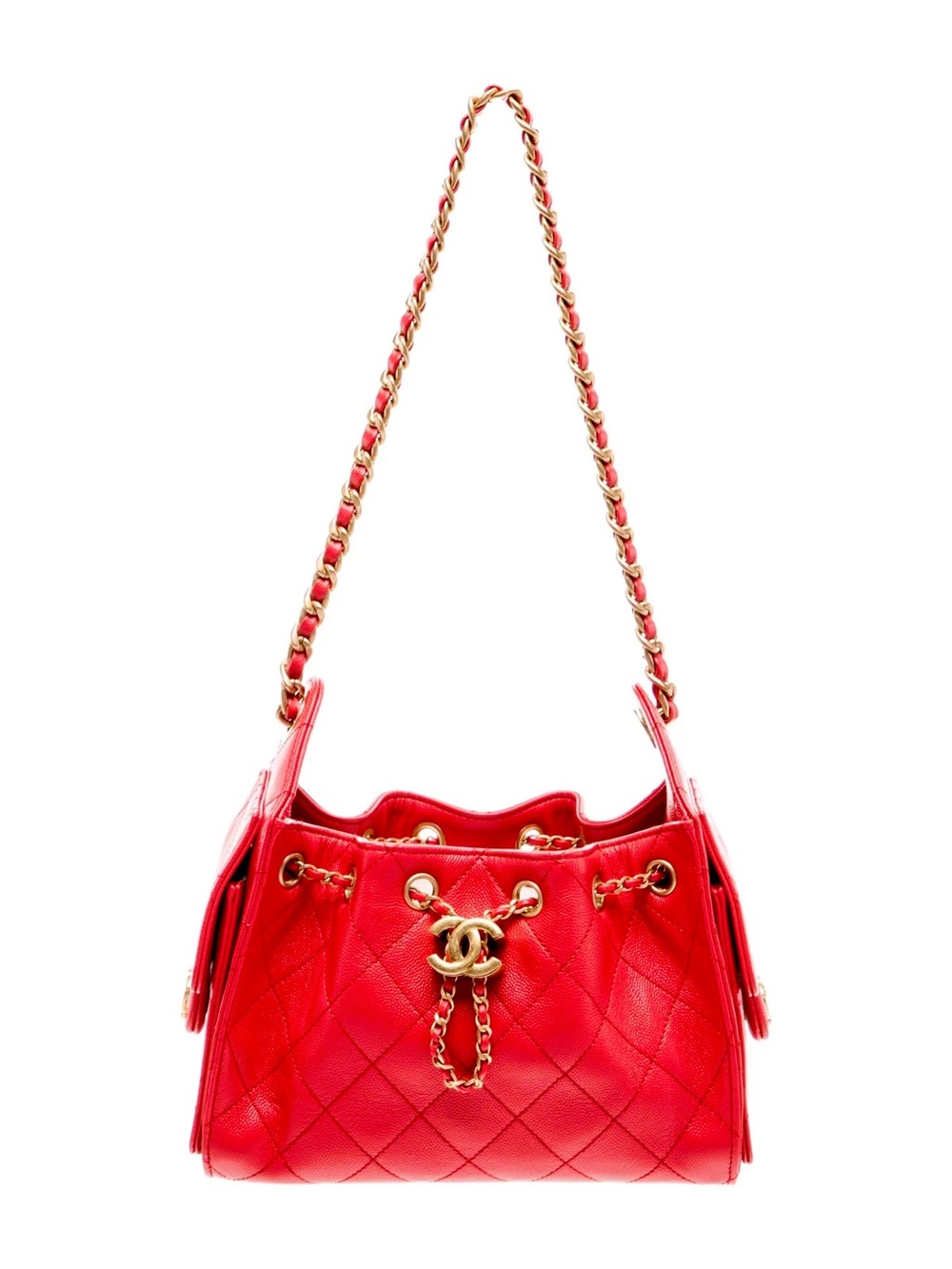 Chanel 25 Hobo Mini in Bright Red Caviar Leather Gold Hardware Matthieu Blazy
